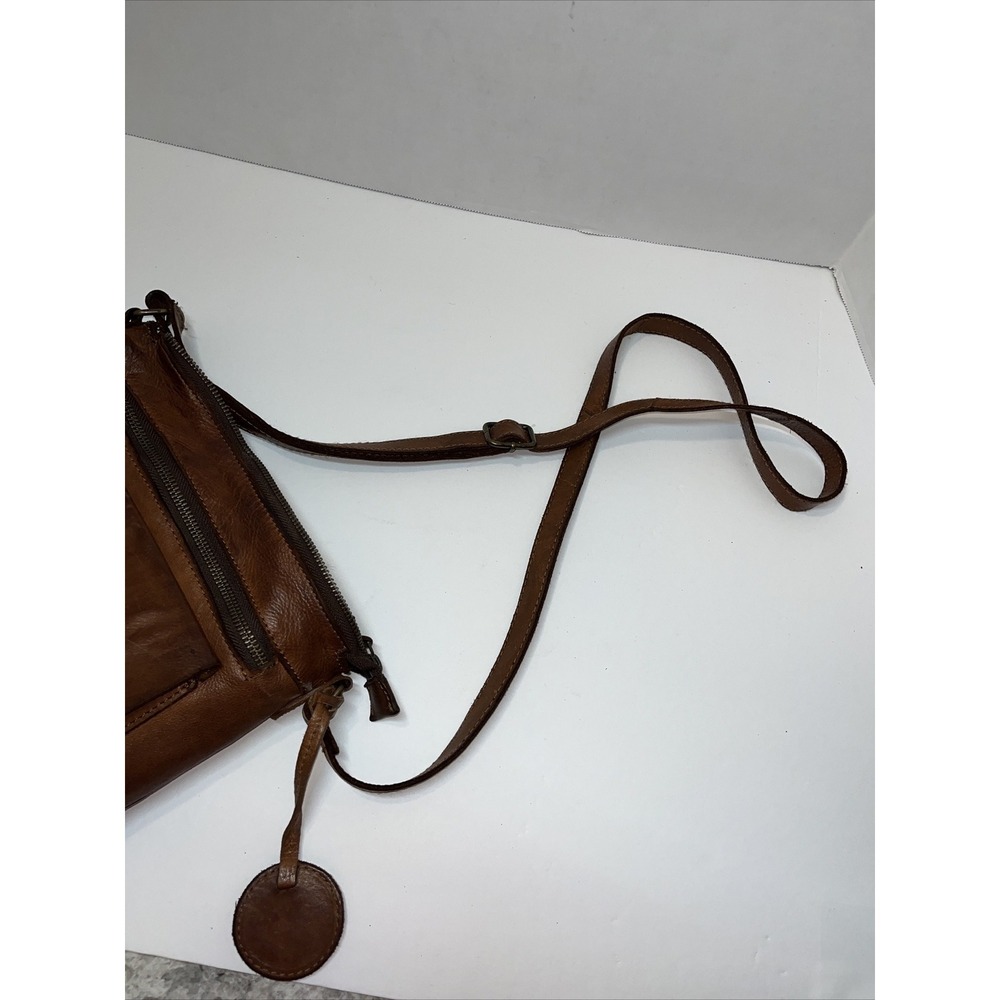 Harbour 2nd Genuine Leather Cognac Brown Zip Top Crossbody Flap Purse - Picture 11 of 16